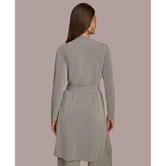 Donna Karan Women's Tie Waist Long Cardigan Gray Size M MSRP $139 - Picture 4 of 4